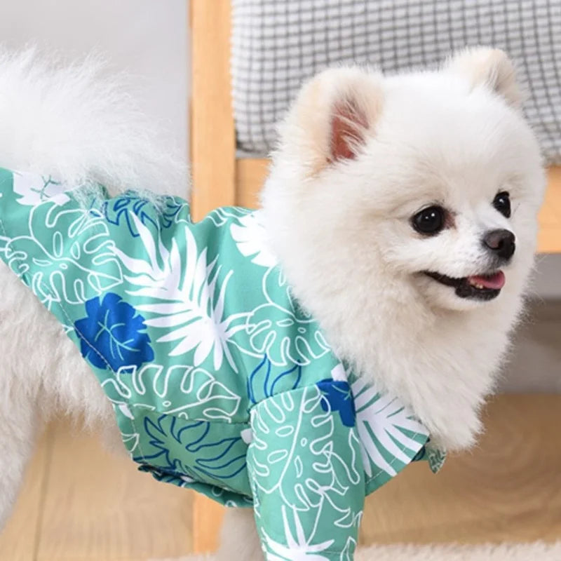 Summer Pet Clothes Hawaiian Style Pet Beach Dog Shirts Fashion Puppy Vest Coconut Print Cat Shirt Chihuahua Yorkies Pet Clothes