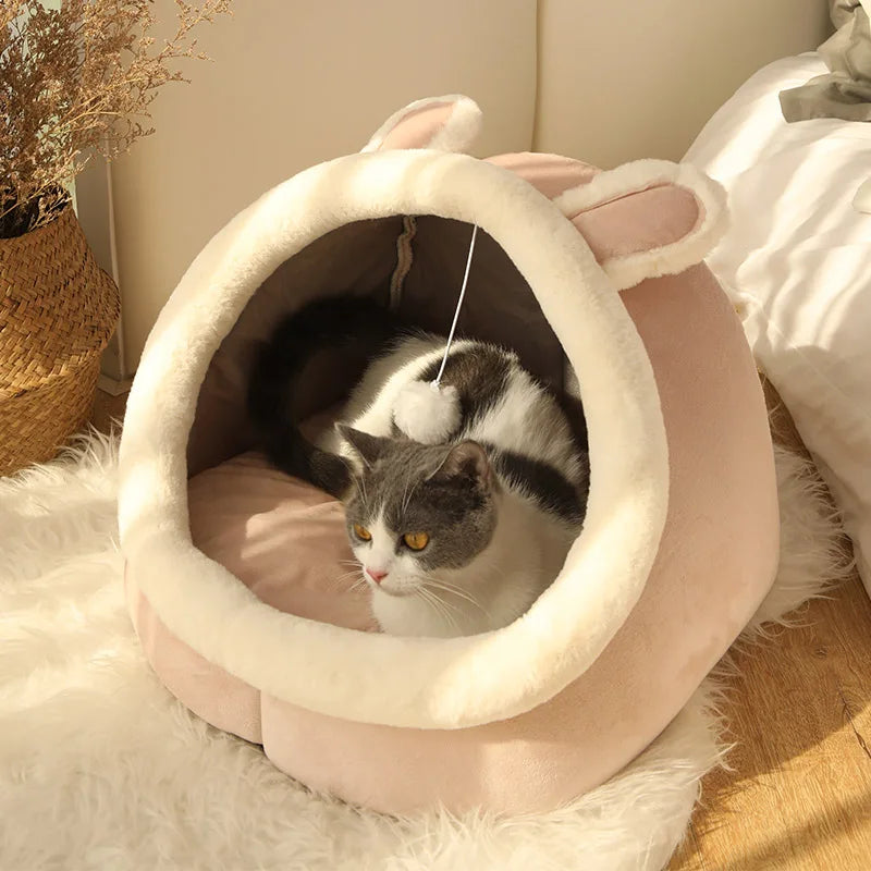 Deep Sleep Cat Bed Cartoon Pet Bed Foldable Removable Washable Pet Sleeping Bed for Small Dog Mat Bag Cave