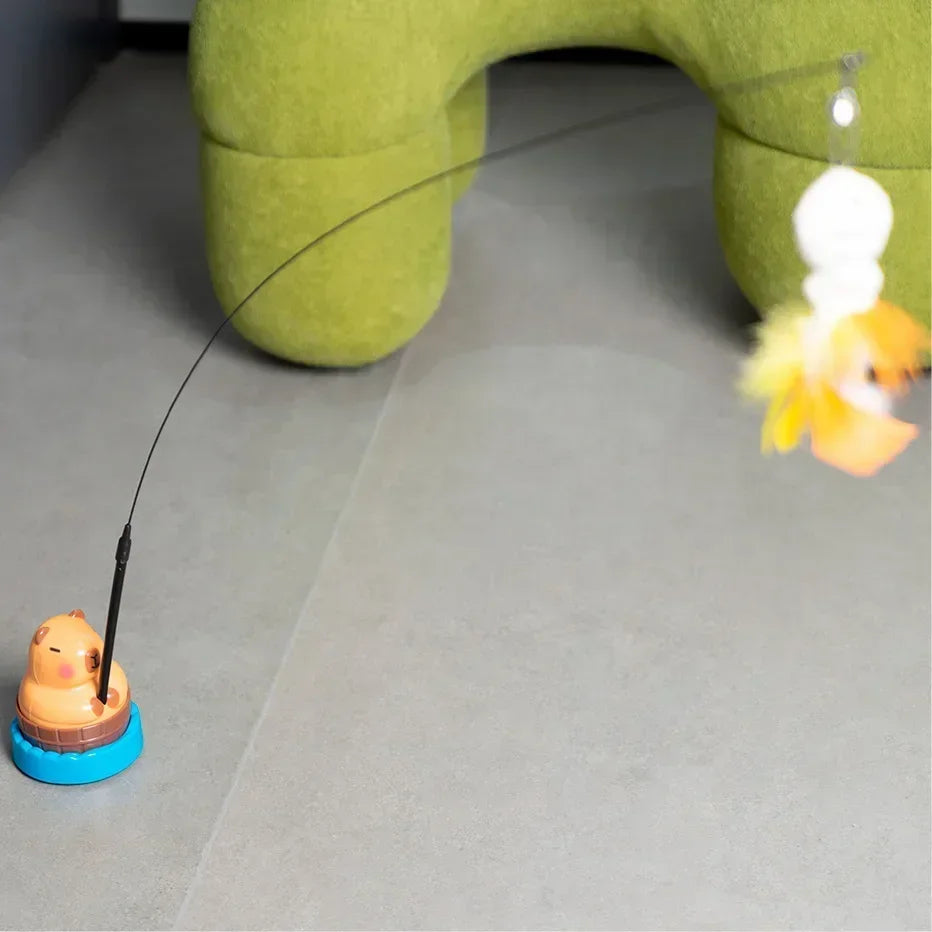 Simulation Capybara Cat Toys Funny Interactive Bird with Bell Cat Stick Toy for Kitten Playing Teaser Wand Toy Pet Cats Supplies