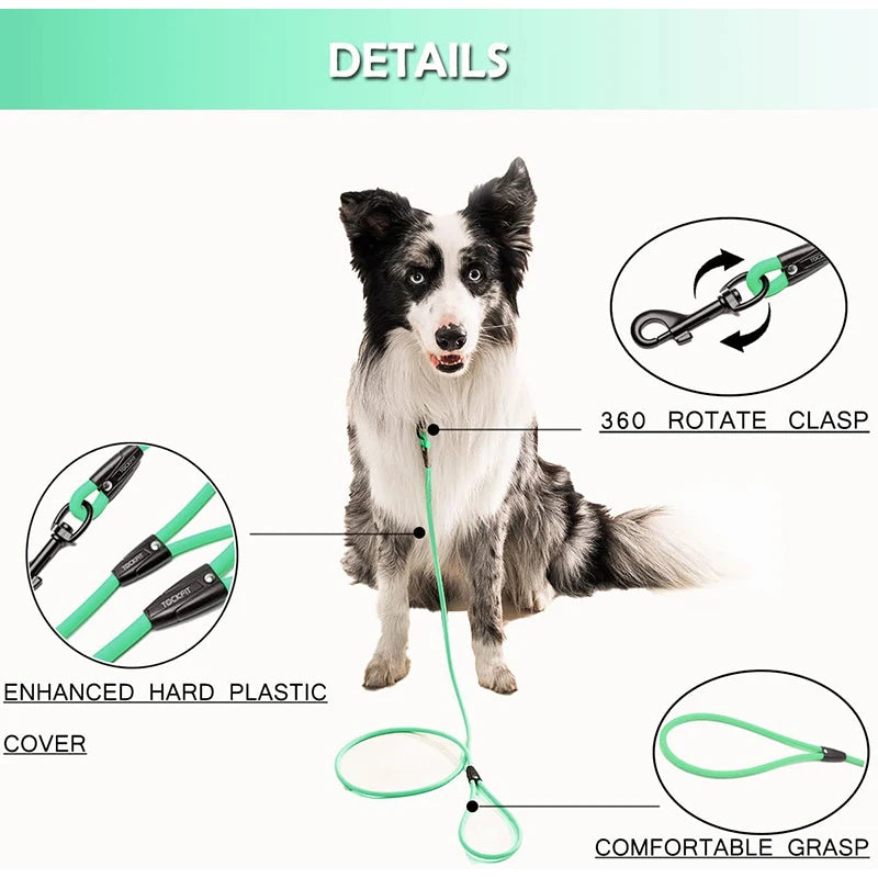 Long Dog Leash (5FT, 10FT, 20FT, 30FT) for Recall Training - Waterproof PVC - Great for Beach, Yard, Park & Outdoor Play