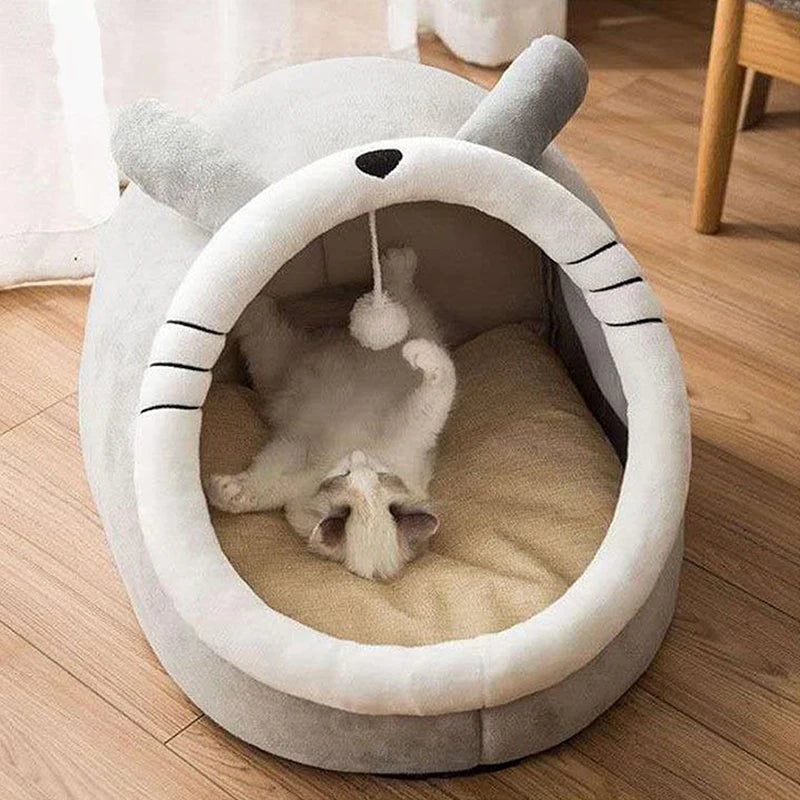 Deep Sleep Cat Bed Cartoon Pet Bed Foldable Removable Washable Pet Sleeping Bed for Small Dog Mat Bag Cave