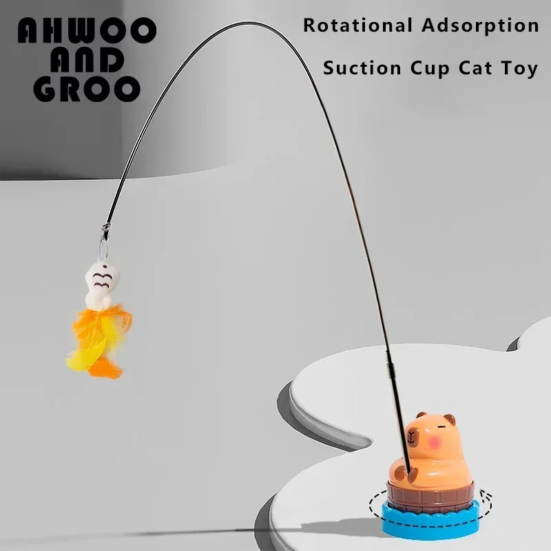 Simulation Capybara Cat Toys Funny Interactive Bird with Bell Cat Stick Toy for Kitten Playing Teaser Wand Toy Pet Cats Supplies