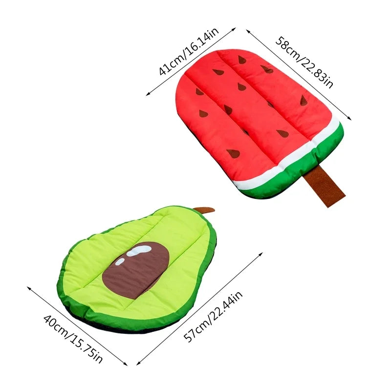 new Dog Cooling Bed Watermelon Avocado Design Mat Soft Cushion for Small Pets