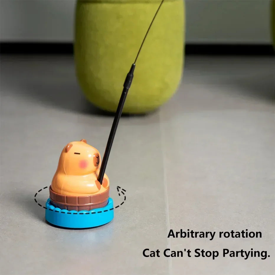 Simulation Capybara Cat Toys Funny Interactive Bird with Bell Cat Stick Toy for Kitten Playing Teaser Wand Toy Pet Cats Supplies